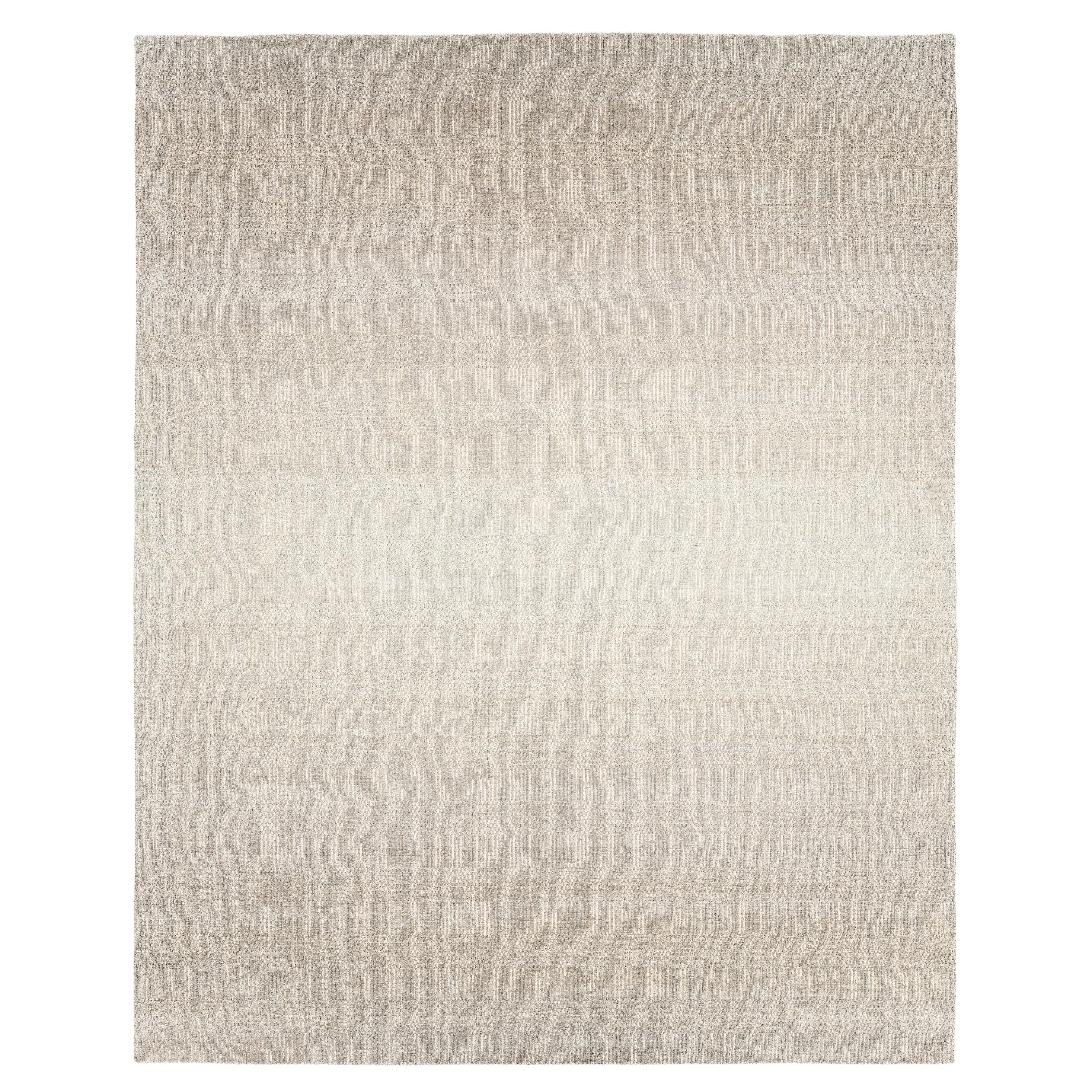 Tappeto indiano moderno  Tessuto a mano in lana merino, design minimalista neutro a gradienti in vendita
