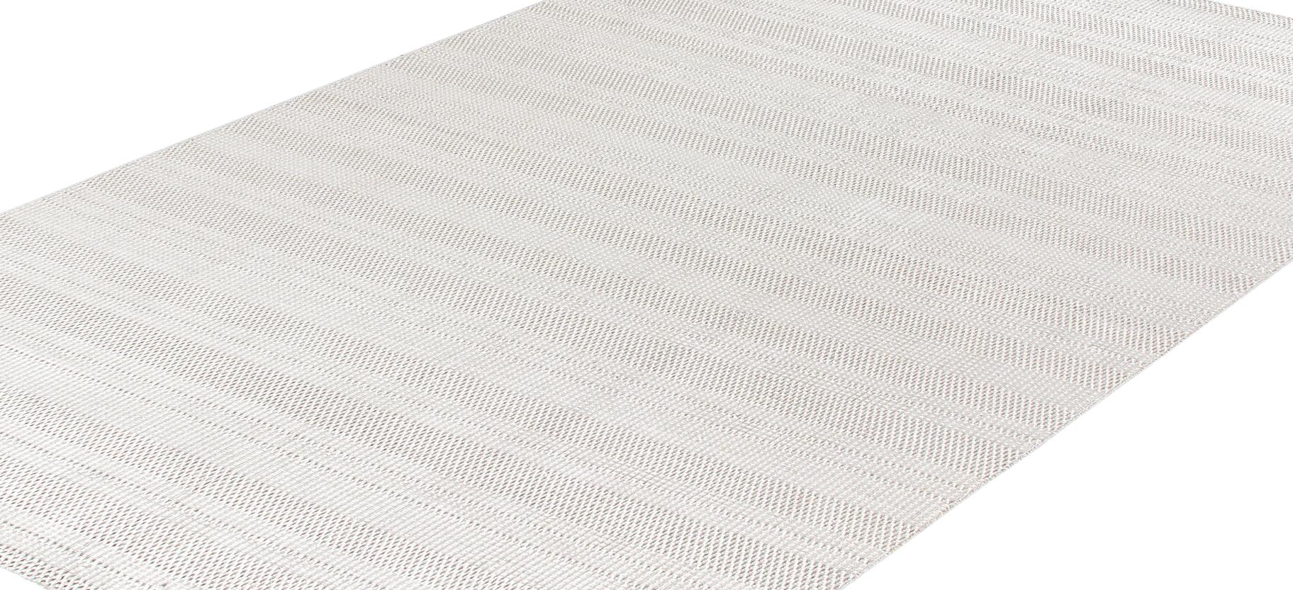 Moderner Indianerteppich  Handgewebte Merinowolle, neutrales, minimalistisches Design (Indisch) im Angebot