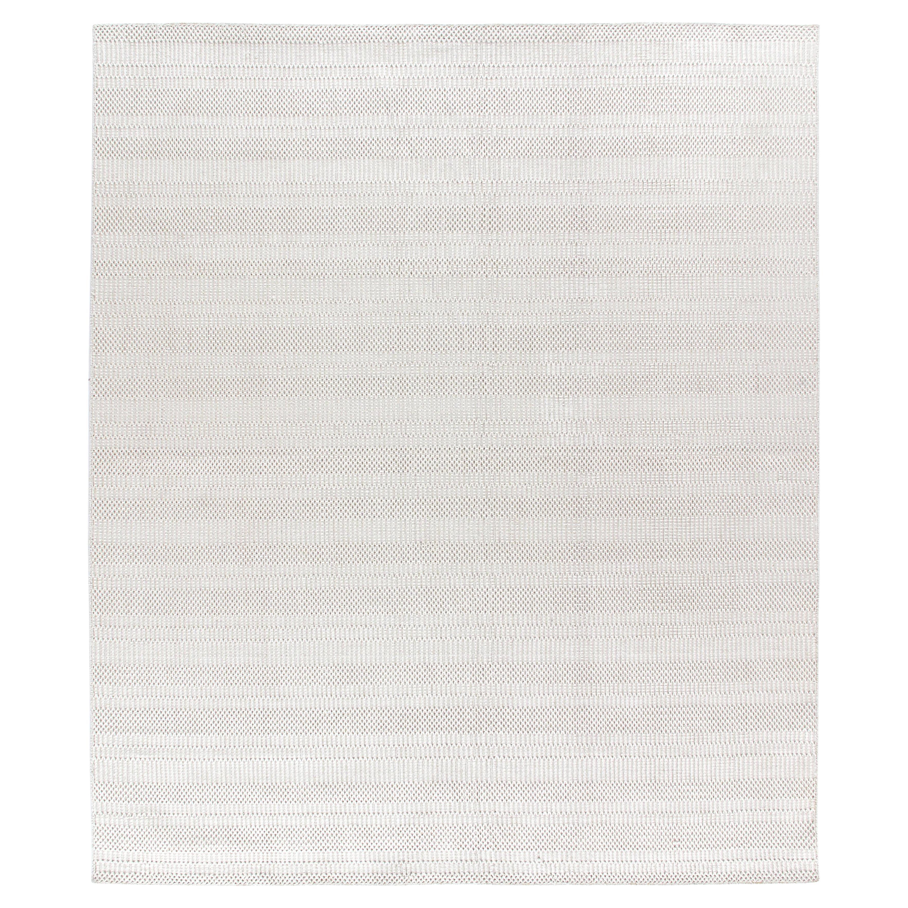 Moderner Indianerteppich  Handgewebte Merinowolle, neutrales, minimalistisches Design