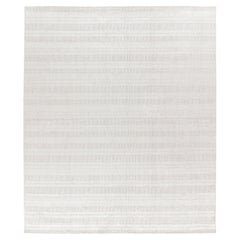 Tapis indien moderne  Laine mérinos tissée à la main, design neutre et minimaliste