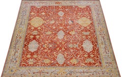 Modern Indian Tabriz Handmade Allover Wool Rug with Rust Field by Apadana