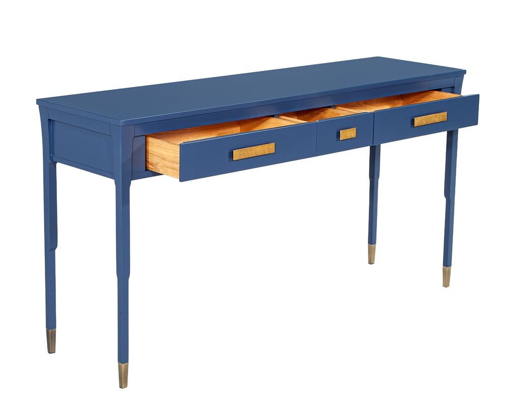 Modern Indigo Console Table with Brass For Sale 5