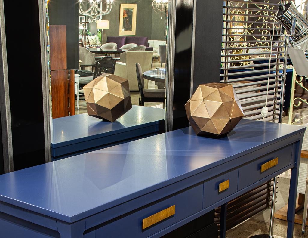 Modern Indigo Console Table with Brass For Sale 6