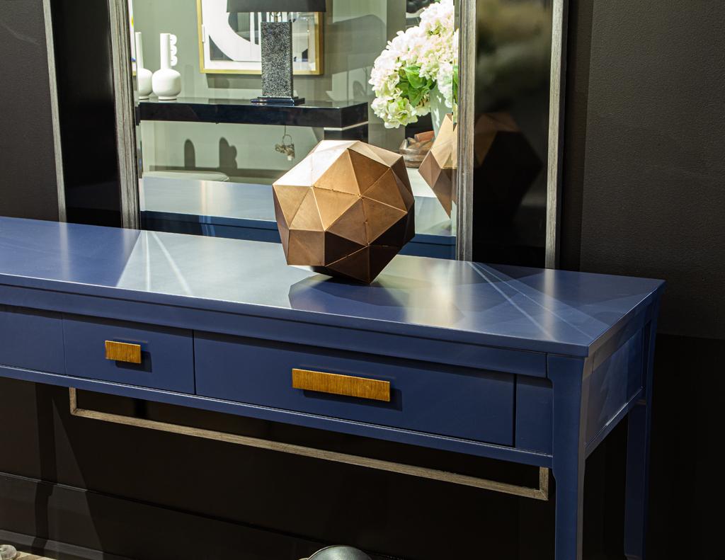 Modern Indigo Console Table with Brass For Sale 7