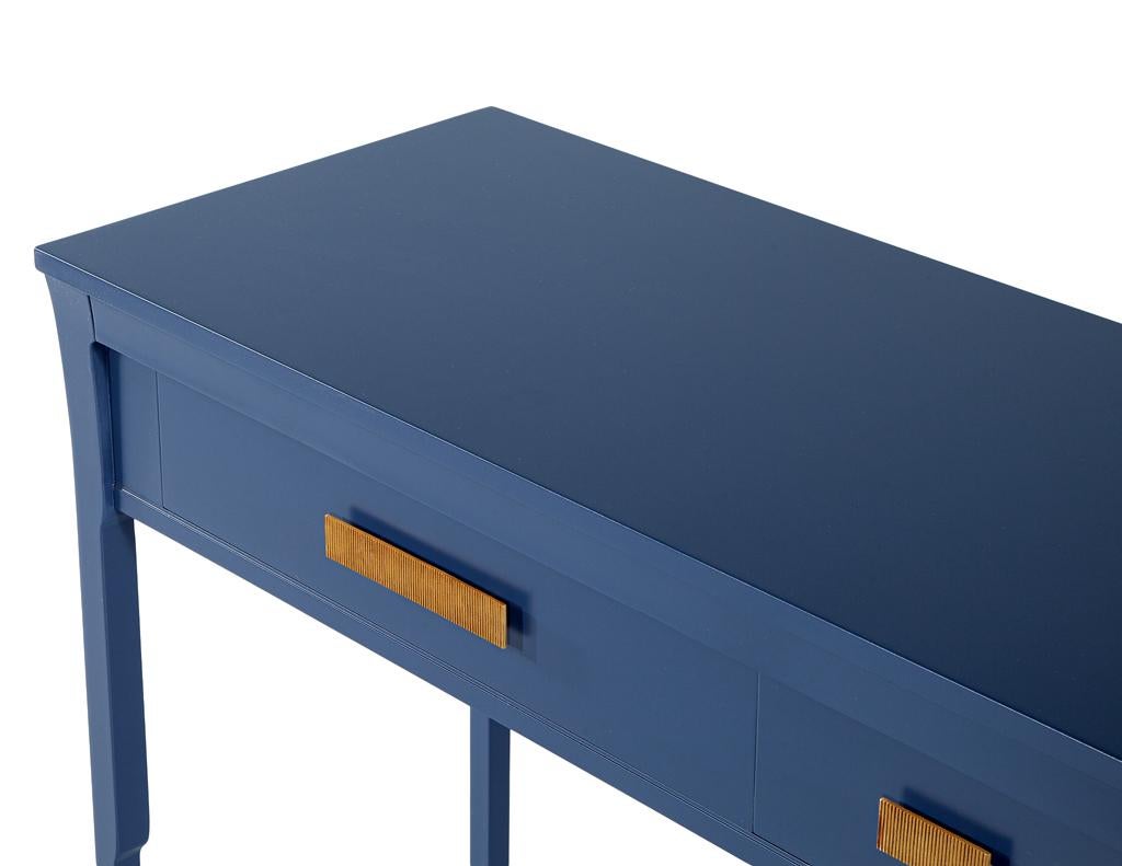 Modern Indigo Console Table with Brass In Excellent Condition For Sale In North York, ON