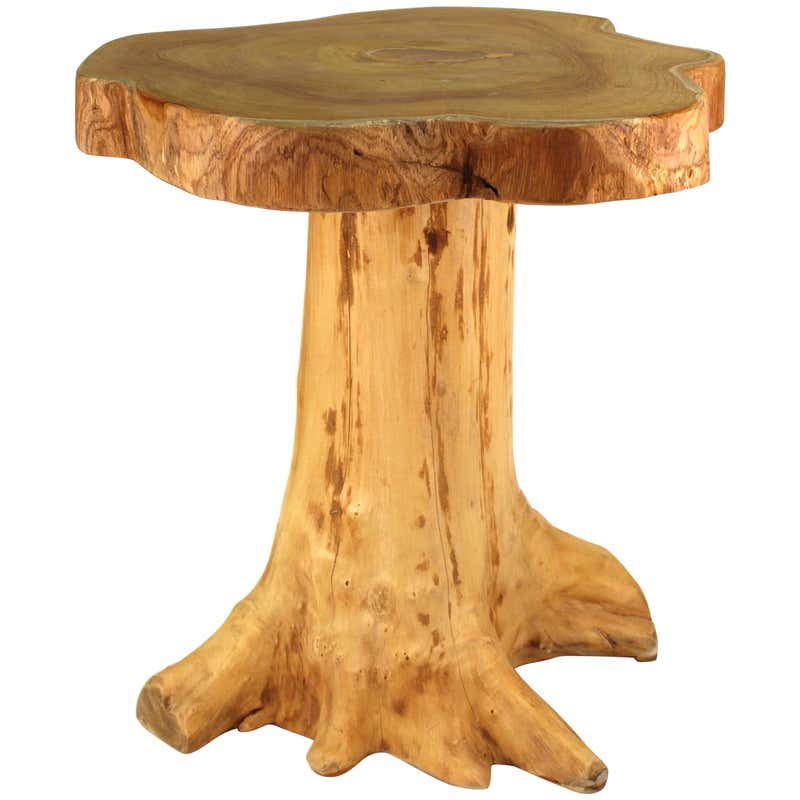 Tree Slice Side Table Large Outdoor Tree Stump Side Tables, Whitewash For Sale at 1stDibs