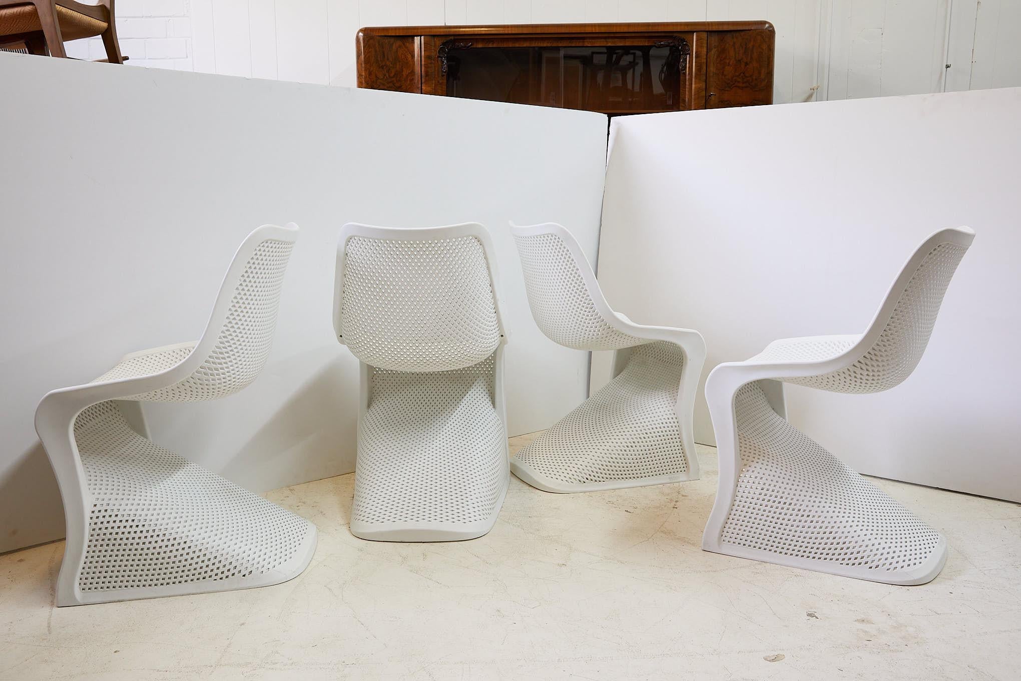 Modern Indoor/Outdoor Cantilever Chairs by Compamia, Set of 4 In Good Condition In Atlanta, GA