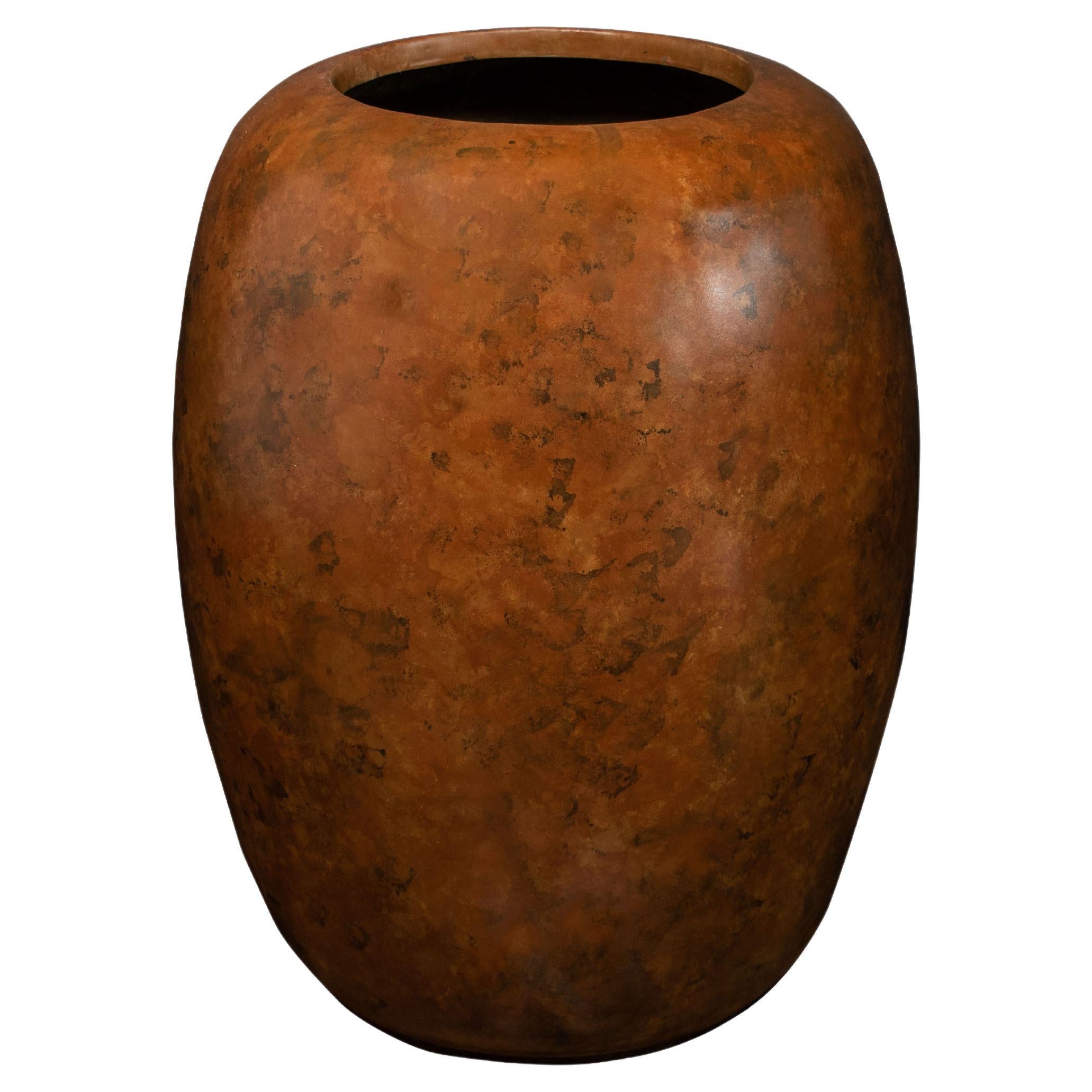 Modern Indoor/Outdoor Fiberglass Planter in Copper Finish by Costantini, Pamina For Sale