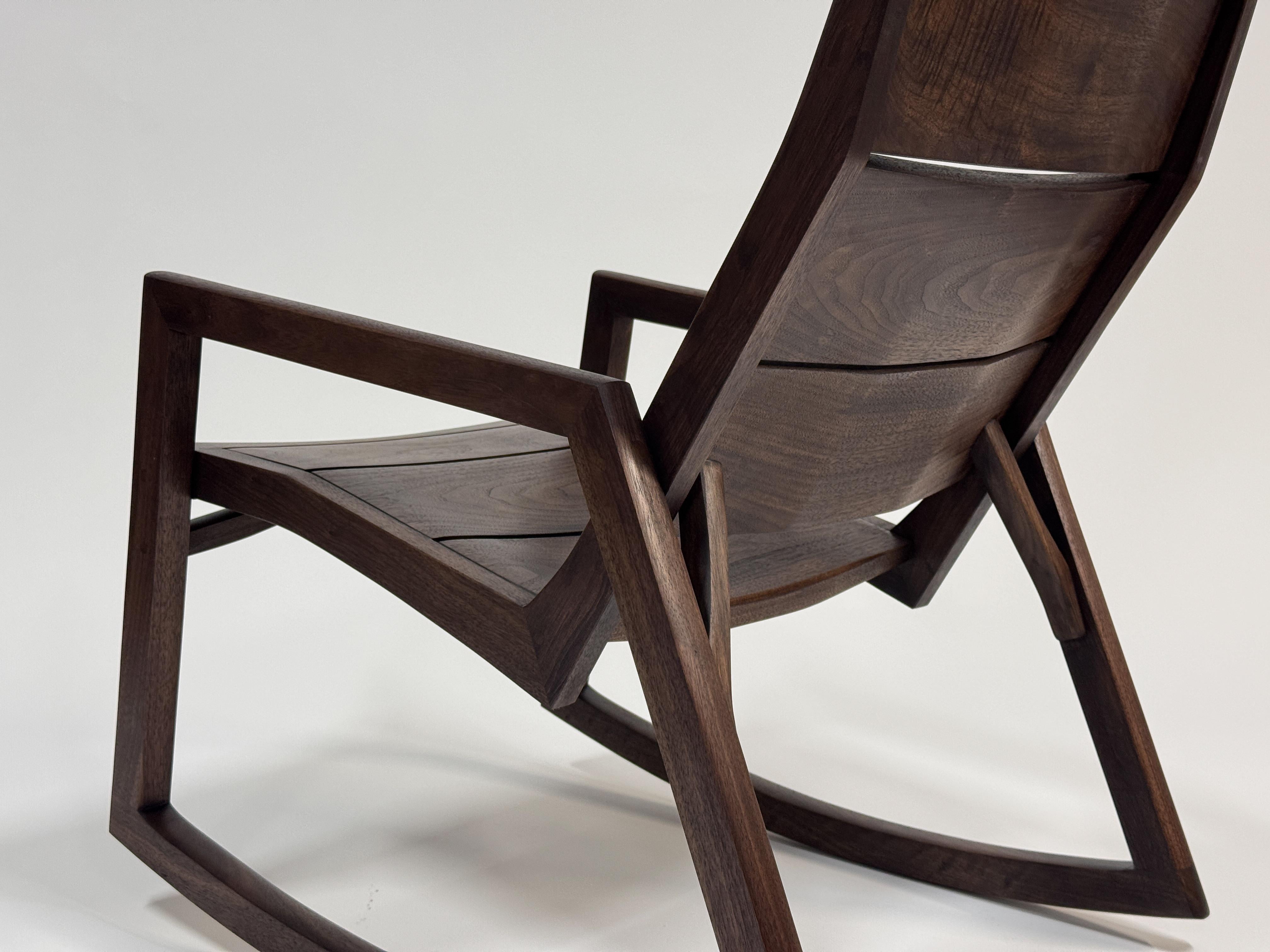 Contemporary Modern Indoor Rocking Chair in solid hardwood For Sale