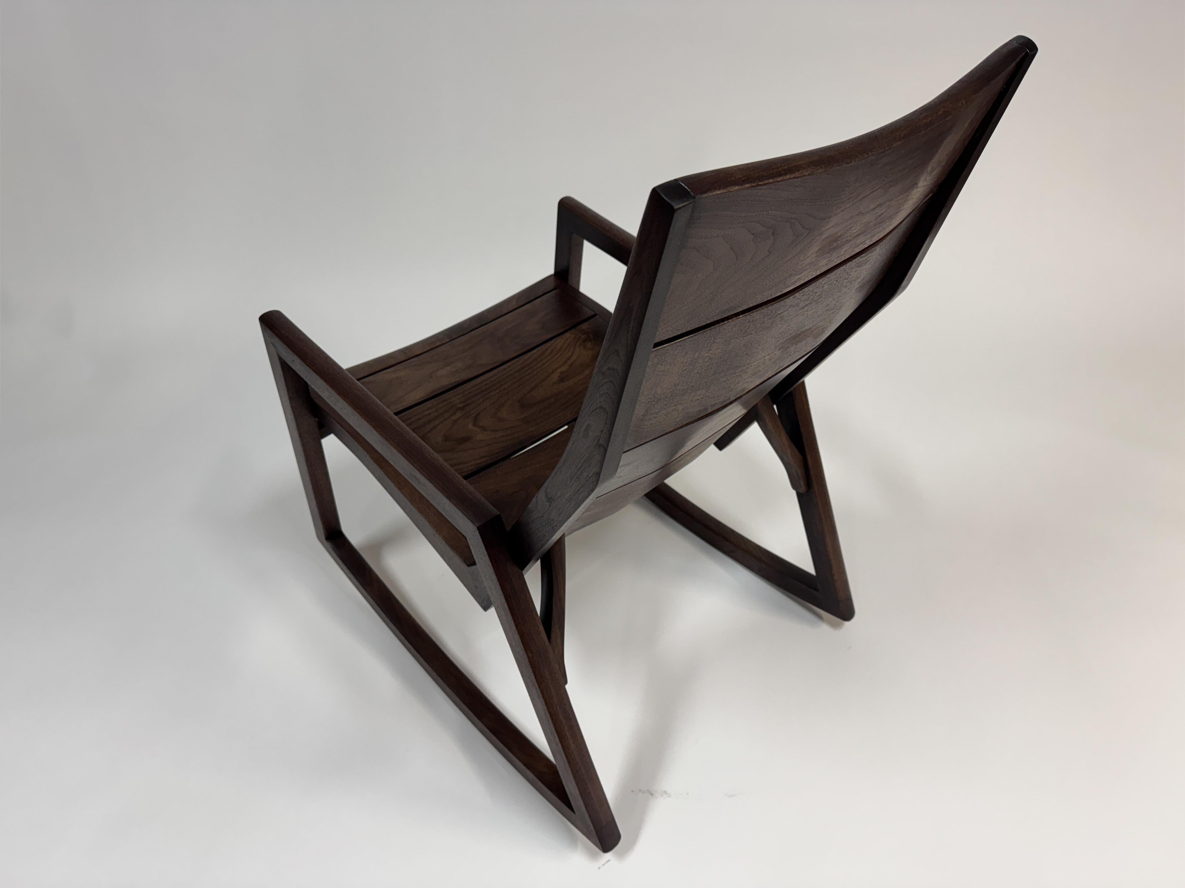 Modern Indoor Rocking Chair in solid hardwood For Sale 1