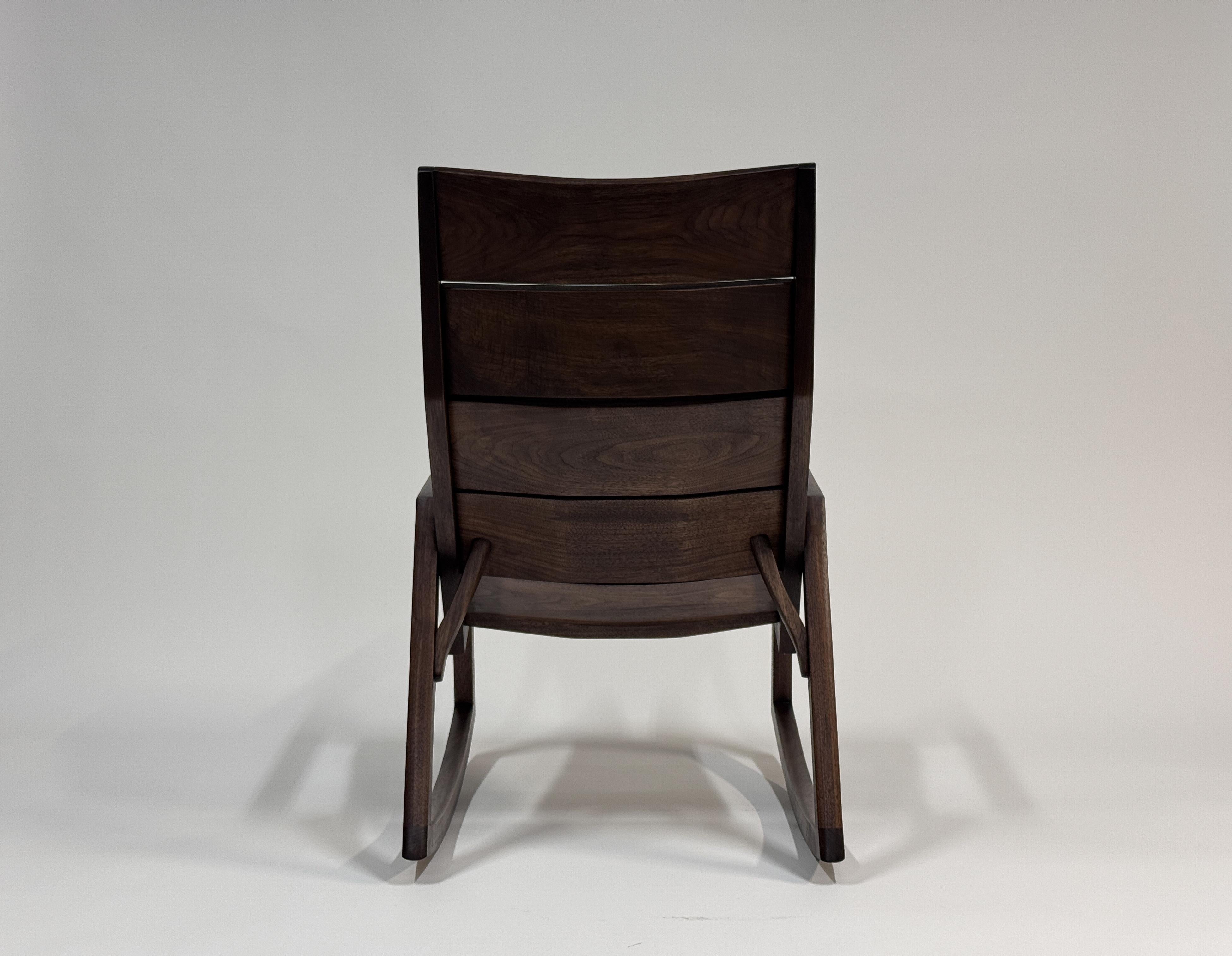 Modern Indoor Rocking Chair in solid hardwood For Sale 2