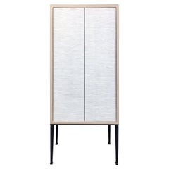 Modern Industrial 2-Door Bar Cabinet with White Glass Mosaic by Ercole Home