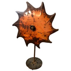 Modern Industrial Agricultural Plow Lamp with Rustic Orange Finish