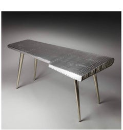 Modern Industrial Silver “Airplane” Wing Writing Desk Table