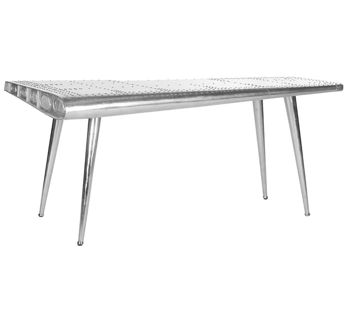 American Modern Industrial Silver “Airplane” Wing Writing Desk Table