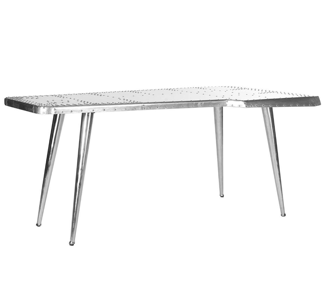 Aluminum Modern Industrial Silver “Airplane” Wing Writing Desk Table
