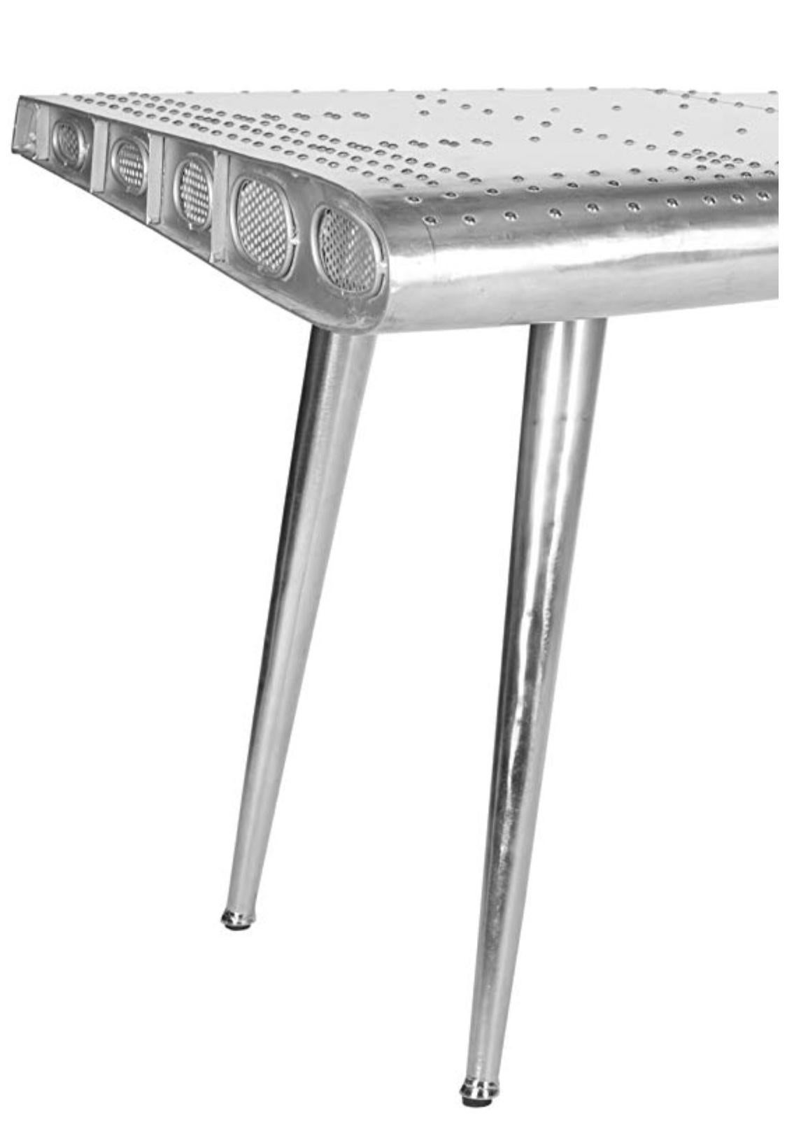 Modern Industrial Silver “Airplane” Wing Writing Desk Table 1