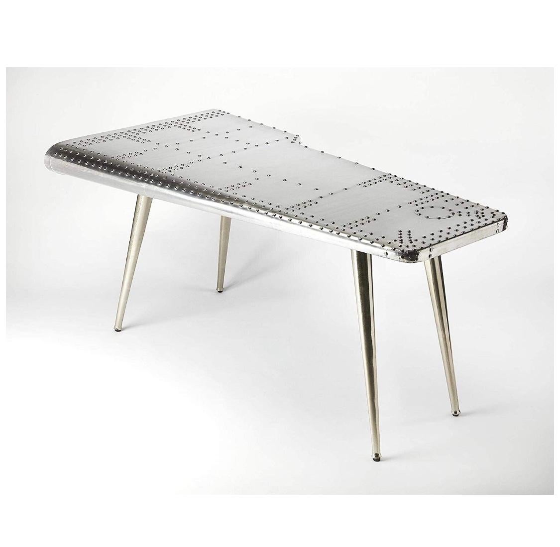 Modern Industrial Silver “Airplane” Wing Writing Desk Table 2