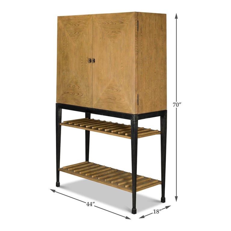 Contemporary Modern Industrial Bar Cabinet For Sale
