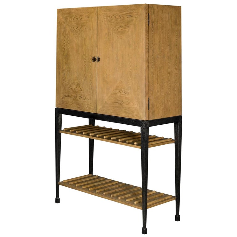 Modern Industrial Bar Cabinet For Sale