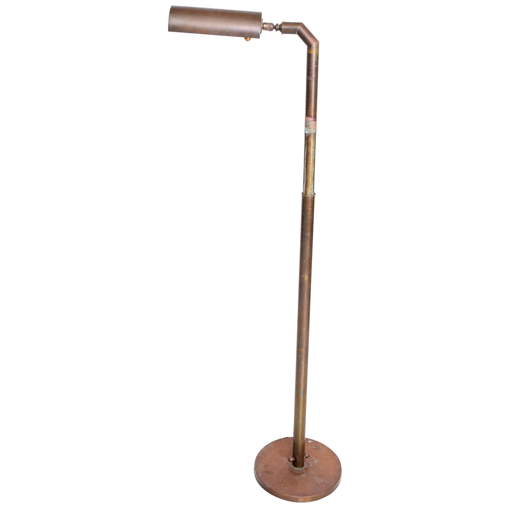 1970s Industrial Brass Pharmacy Floor Lamp Style of Casella