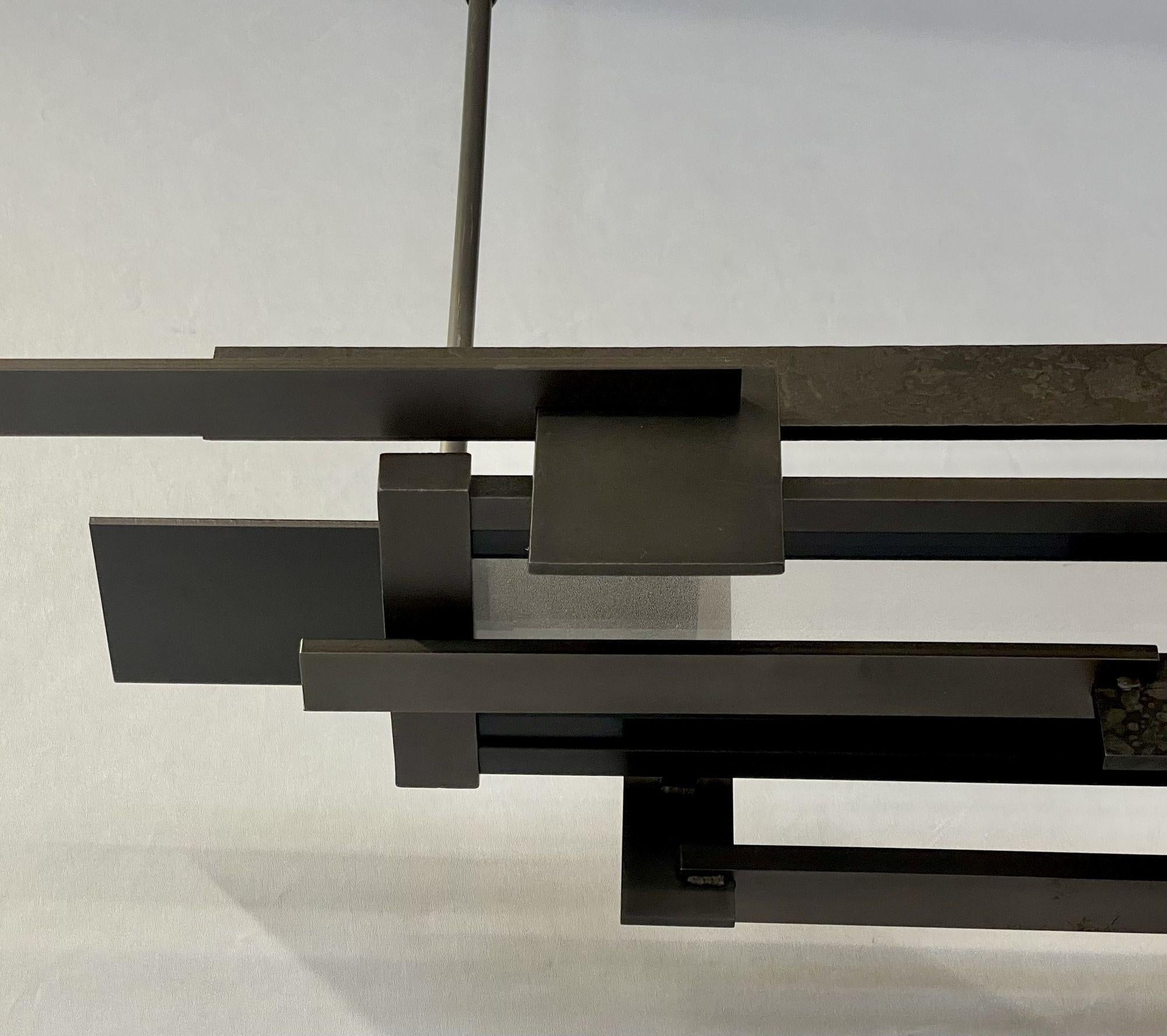 Modern Industrial, Chandelier, Pendant, Ceiling Light, Frank Lloyd Wright Style For Sale 6