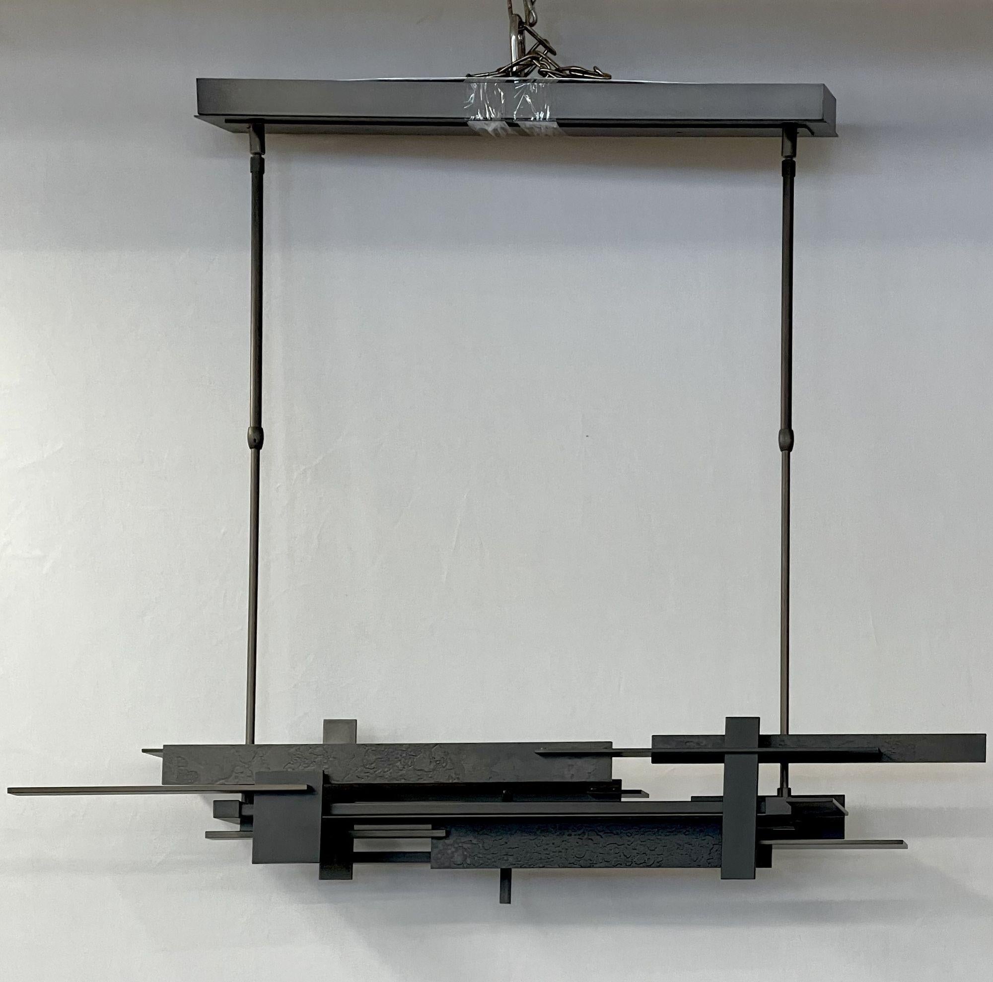 Contemporary Modern Industrial, Chandelier, Pendant, Ceiling Light, Frank Lloyd Wright Style For Sale