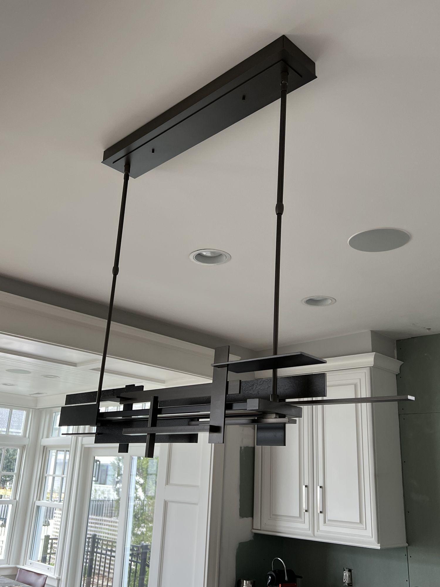 Modern Industrial, Chandelier, Pendant, Ceiling Light, Frank Lloyd Wright Style For Sale 1