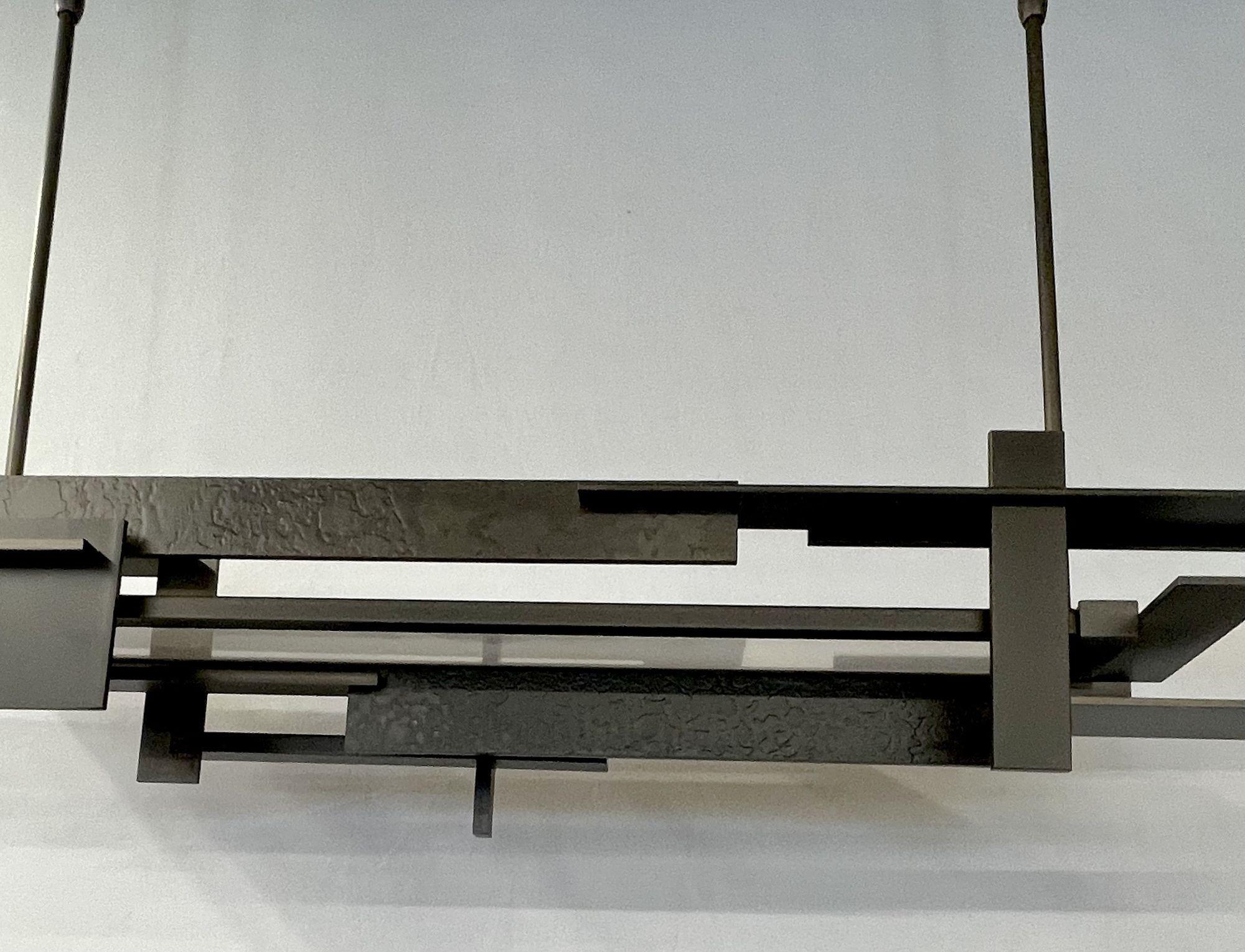 Modern Industrial, Chandelier, Pendant, Ceiling Light, Frank Lloyd Wright Style For Sale 2
