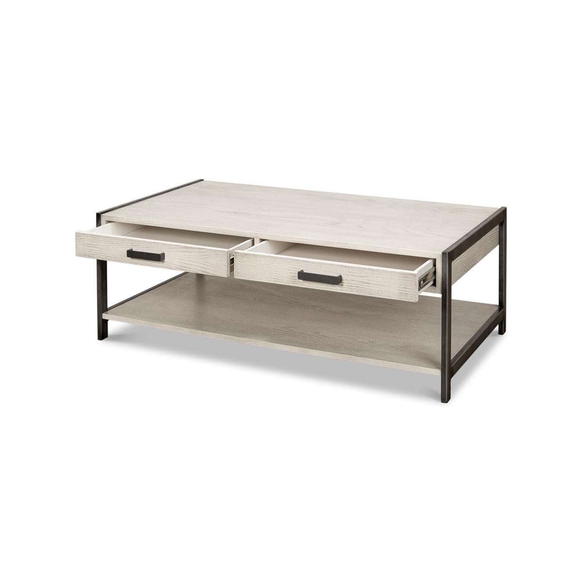 Asian Modern Industrial Coffee Table For Sale