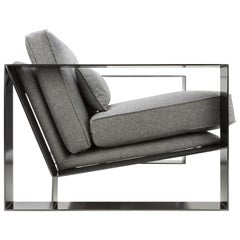 Modern Industrial Cronos I Armchair in Steel Powder Coated and Velvet