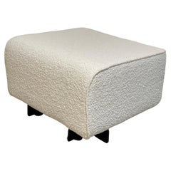 Custom Made Cronos Foot Stool in Steel Structure and Luxe Ivory Bouclé