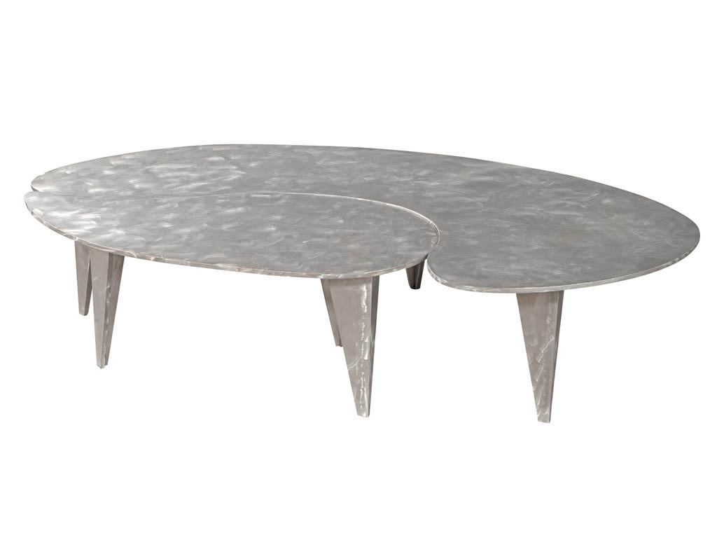 Modern Industrial Design Steel Two Piece Coffee Table Set 4