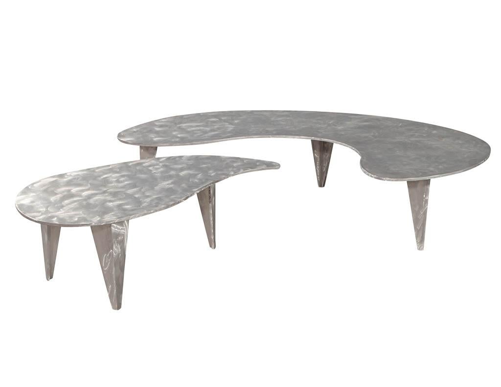 Modern Industrial Design Steel Two Piece Coffee Table Set 5