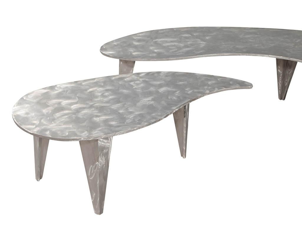 Modern Industrial Design Steel Two Piece Coffee Table Set 6