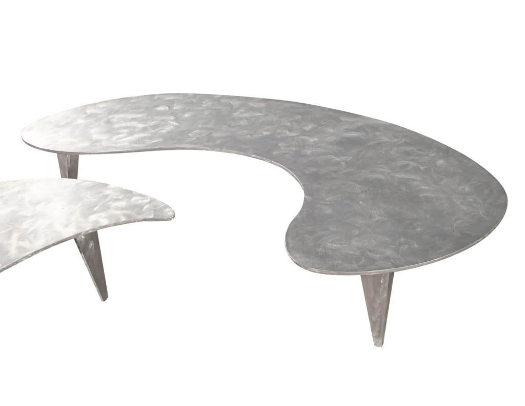 Modern Industrial Design Steel Two Piece Coffee Table Set 7