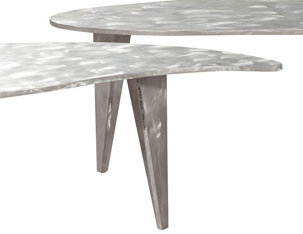 Modern Industrial Design Steel Two Piece Coffee Table Set 8