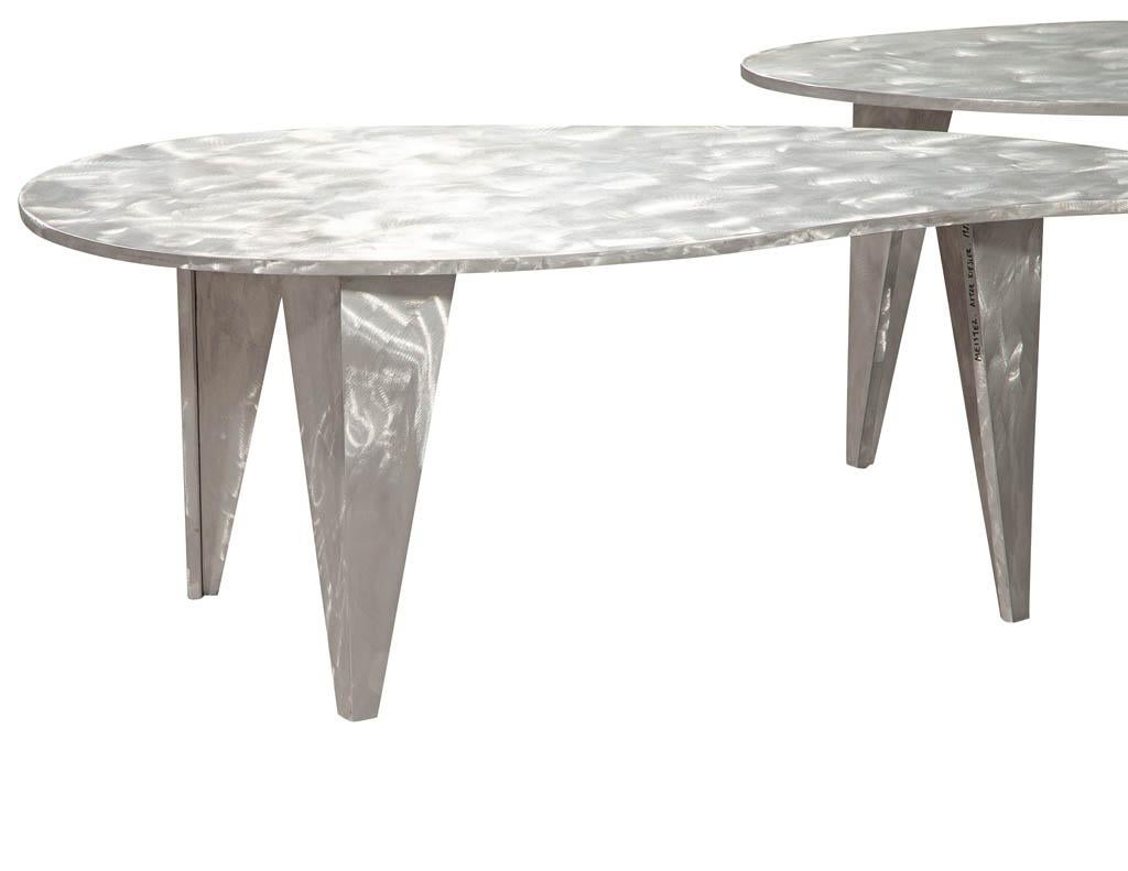 Modern Industrial Design Steel Two Piece Coffee Table Set 10