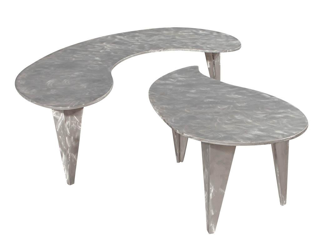 Modern Industrial Design Steel Two Piece Coffee Table Set 11
