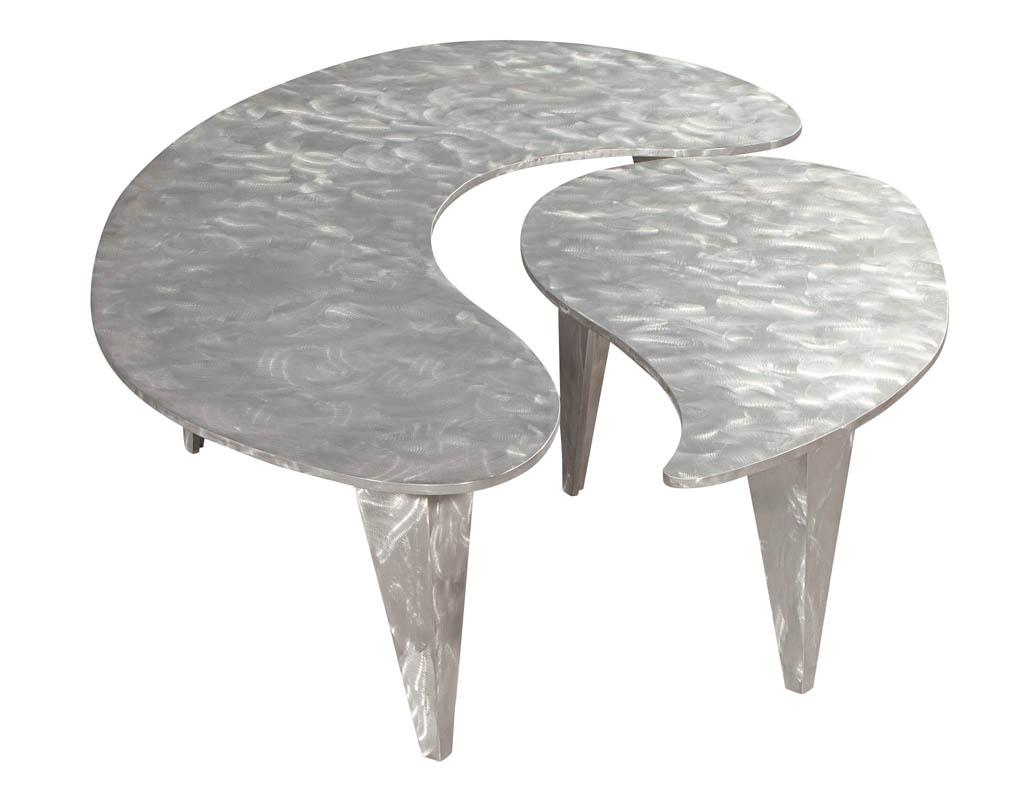 Modern Industrial Design Steel Two Piece Coffee Table Set In Good Condition In North York, ON