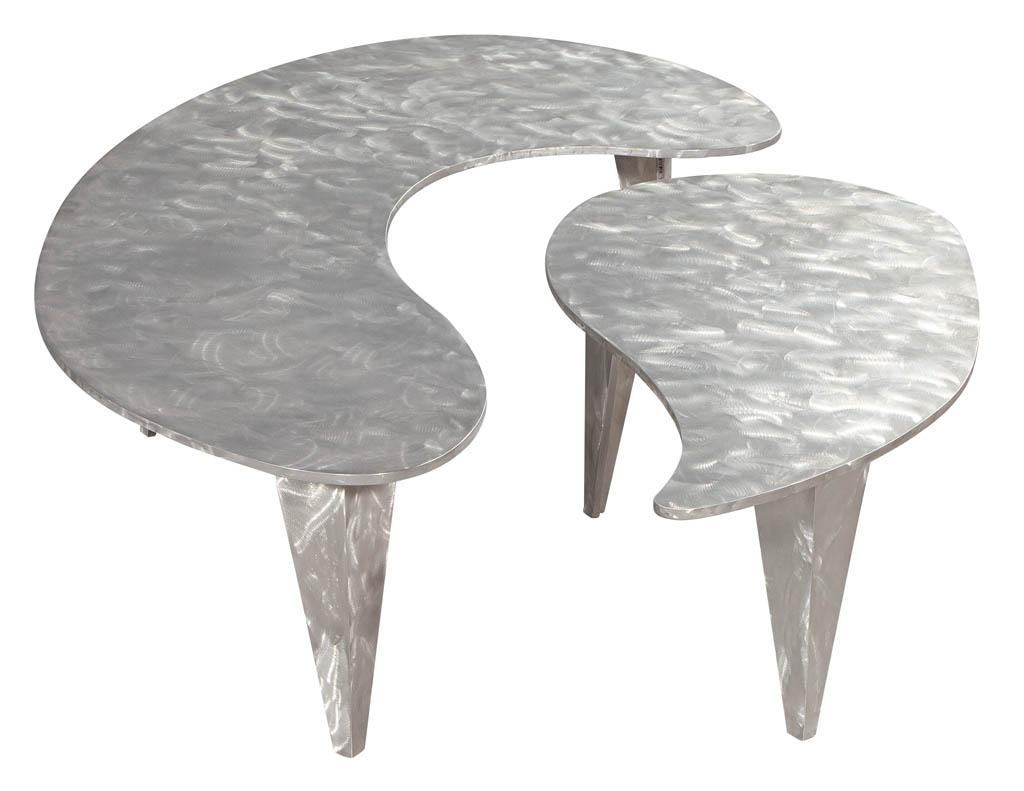 Metal Modern Industrial Design Steel Two Piece Coffee Table Set