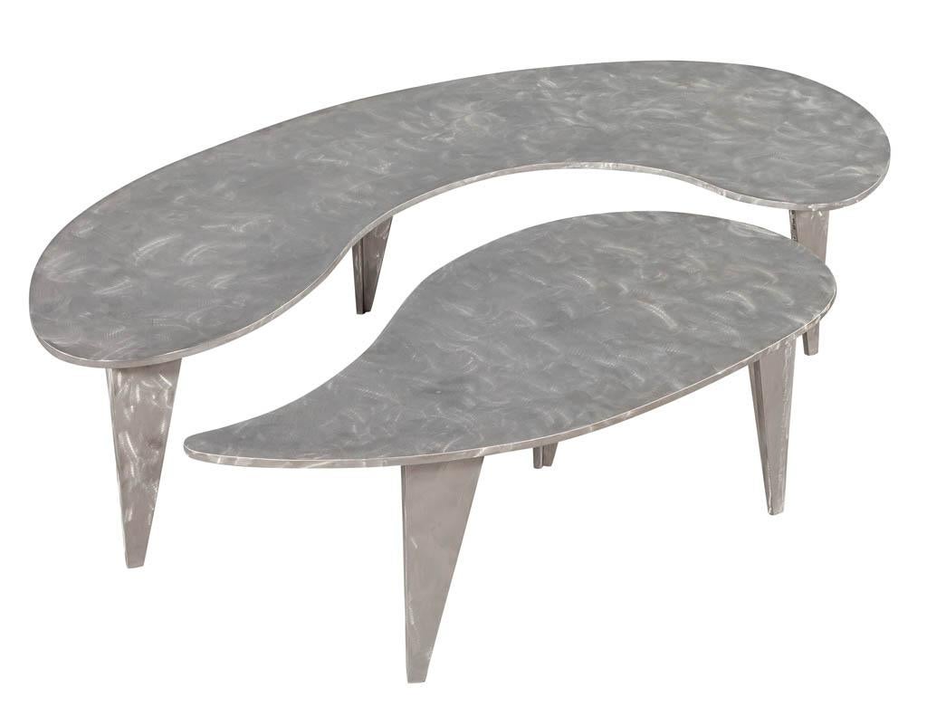 Modern Industrial Design Steel Two Piece Coffee Table Set 1