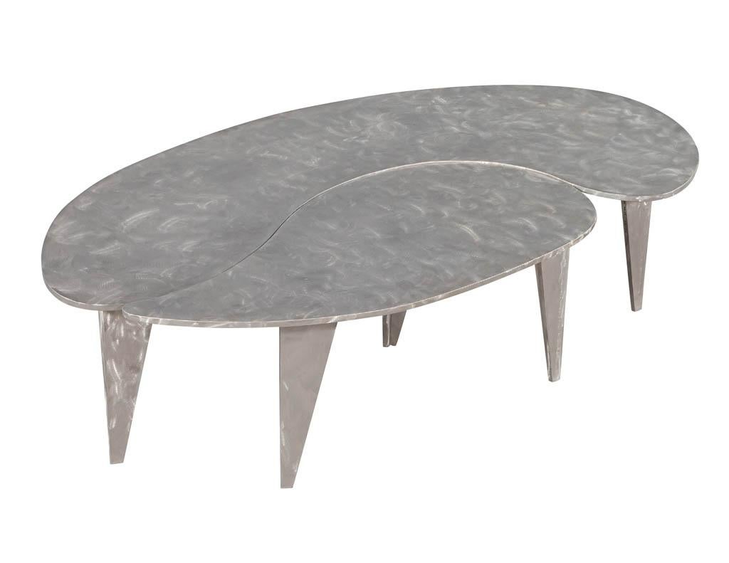 Modern Industrial Design Steel Two Piece Coffee Table Set 2