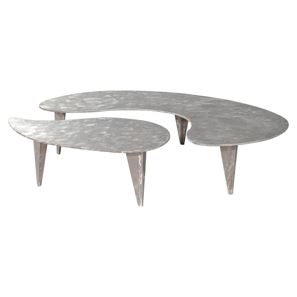 Modern Industrial Design Steel Two Piece Coffee Table Set