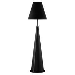 Modern Industrial Floor Lamp Geometric Base Black Lacquer Velvet Lamp Shade