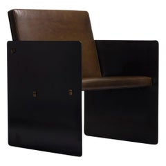 Modern Industrial Green Leather Metal Club Chair (DISPLAY MODEL)