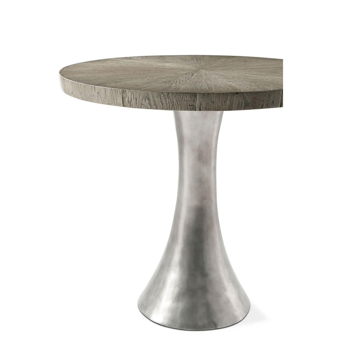 Contemporary Modern Industrial Grey Oak End Table For Sale