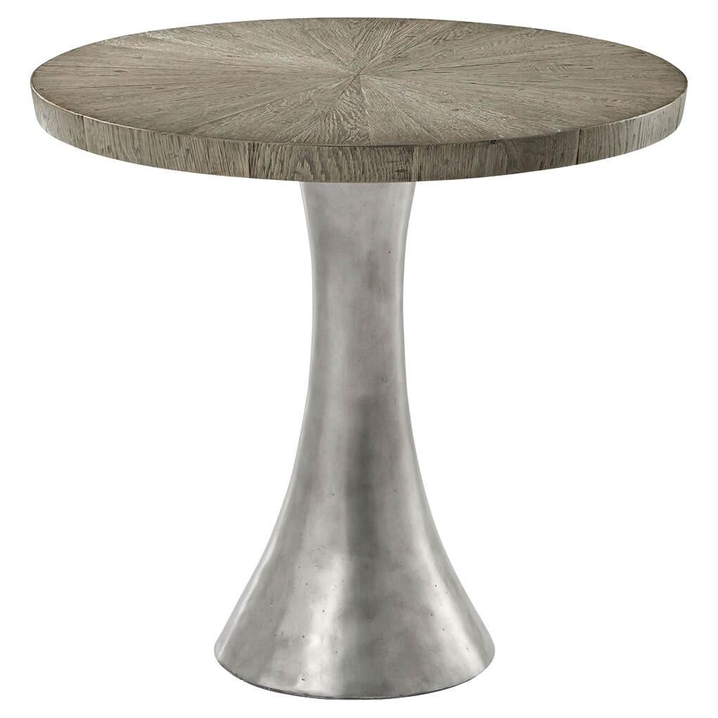 Modern Industrial Grey Oak End Table For Sale