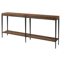 Modern Industrial Iron and Oak Console