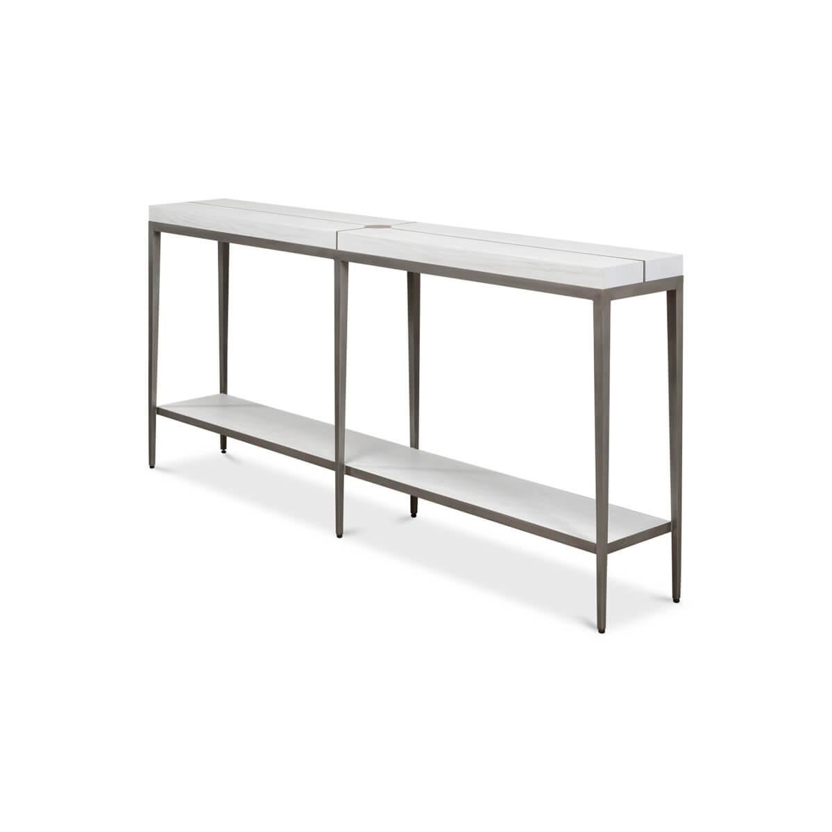 Modern Industrial Iron and Oak Console - Working White 2